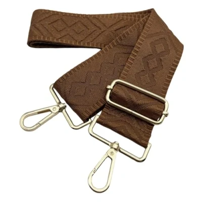 Bild av Justerbar fickrem bredd, 5 cm axelrem för väska, fickremmar byte gyllene karbinhake axelrem, kvinnor handväskor crossbody gör det själv, (brun) 2