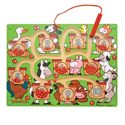 Bild av Melissa &amp; Doug Sifferlabyrint med magnetisk trollstav (utvecklingsleksaker, aktivitetskub i trä, utvecklar flera färdigheter)