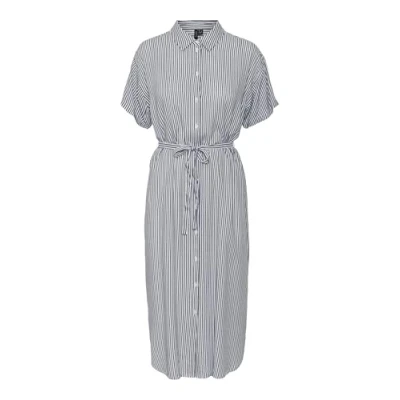 Bild av Vero Moda Bumpy SS CALF Skjortklänning, Storlek: XS, Snow white/india ink