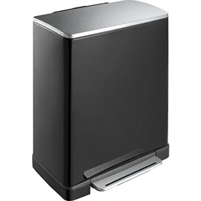 Bild av EKO E Cube Pedalhink 50 l metall (34,5 x 65 cm, dämparsystem, fingeravtrycksfri, stay open, avfallsfixering), matt svart