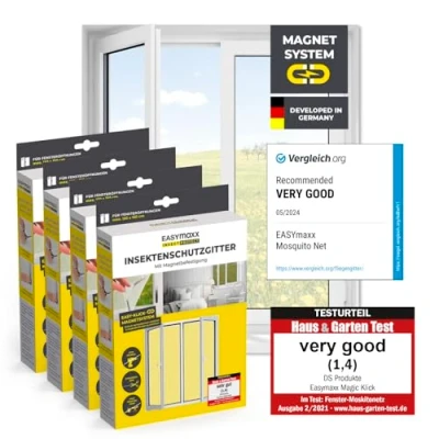 Bild av EASYmaxx Insect Protect insektsnät fönster med magnetisk fastsättning myggnät till storlek insektsskydd upp 150 x 180 cm myggskydd flugnät magnet enkel montering [4 stycken]