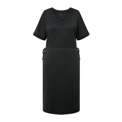 Bild av Ulla Popken Drawstring Waist Short Sleeve Jerseyklänning, Storlek: 58/60, Black