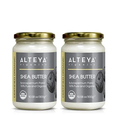Bild av Alteya ekologiskt sheasmör 300g x2 (bunt) USDA certifierat 100% rent naturligt veganskt alla hudtyper kroppssmör ansikte, läppar, hår ger näring, skyddar, återfuktar
