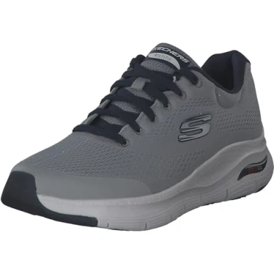 Bild av Skechers herr Arch Fit Sneaker, Grå textil syntetisk marinblå trim, 47.5 EU