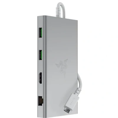 Bild av Razer USB C Dock 11 portar med HDMI, Gigabit Ethernet, 3,5 mm ljudport, A &amp; C, kompatibel Windows och Mac (skärmutgång 4K, 7.1 surroundljud) Mercury