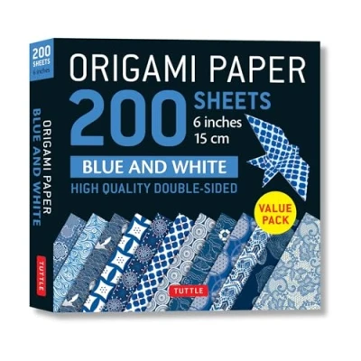 Bild av Origami Paper 200 Sheets Blue and White Patterns 6&quot; (15 cm): Double Sided Printed with 12 Different Designs (Instructions for 6 Projects Included)