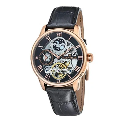 Bild av Thomas Earnshaw Herren Armbanduhr, 44 mm lang, Dual Time, automatische Skelett Armbanduhr mit 12 Stunden Zeit , Sonnen und Mond Anzeige dekoriertem Rotor, Svart/Svart, Taille Unique,