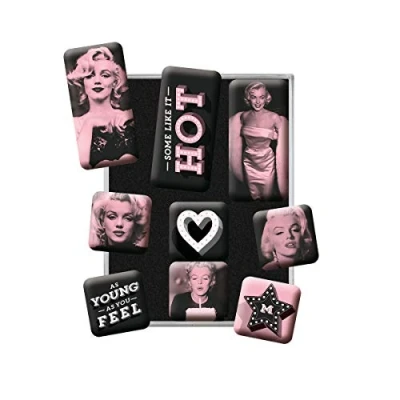 Bild av Nostalgic Art Kylskåpsmagneter i retrostil, Marilyn Hot Presentidé för filmälskare, Magnetset magnettavlor, Deko vintagedesign, 9 stycken
