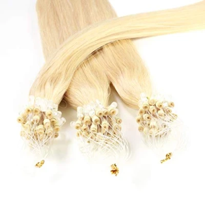 Bild av Hair2Heart 25 x 1 g Microring Loop Extensions, 50,8 cm, färg #22 gyllene blond, rak