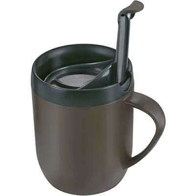 Bild av Zyliss varm mugg caféer, plast/silikon, grå, kaffe resemugg/isolerad kaffemugg/filter för malt kaffe/mugg med lock/campingmugg, diskmaskinssäker