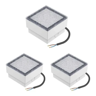 Bild av ledscom.de 3 st LED gatsten mark infälld belysning CUS för utomhusbruk, IP67, vinklad, 10 x 10cm, varmvit