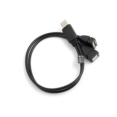 Bild av SYSTEM S Y kabel USB typ A kontakt till 2 x uttag splitter laddningskabel adapter
