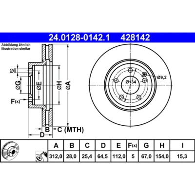 Bild av Bromsskiva Ate 24.0128 0142.1