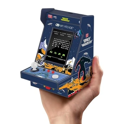 Bild av My Arcade Space Invaders Nano Player Pro spel för barn, 12 cm helt spelbar bärbar mini arkadmaskin, 6 skärmfärgskärm