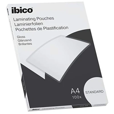 Bild av Ibico Basics Lamineringsfickor / Laminat, A4 storlek, Standardviktig, 100 pack, Glansig Finish, Kristallklara, 627310