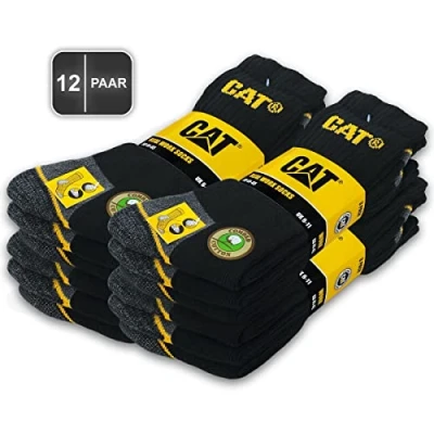 Bild av Caterpillar 12 par CAT Real Work strumpor kvinnor män arbetsstrumpor affärsstrumpor storlek 3550, svarta, 39 42 EU