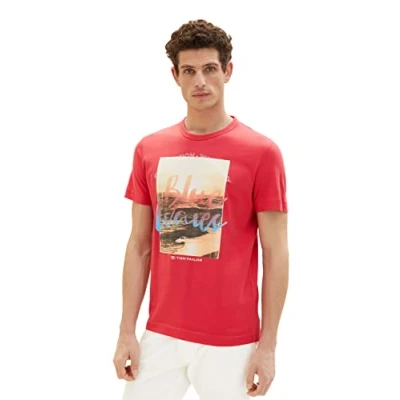 Bild av TOM TAILOR Herr 1036323 t shirt, 31045 mjuk bärröd, XL, bär röd, XL