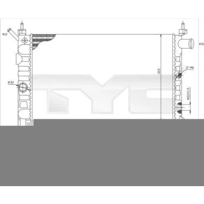 Bild av TYC 725 0018 Radiateur du moteur pour véhicules sans système de climatisation 525 322 34 boîte vitesses manuelle ailettes jointes mécaniquement