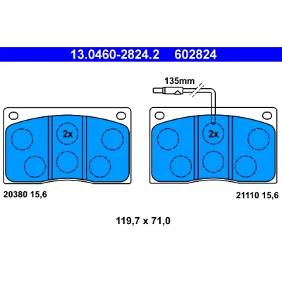 Bild av ATE 13.0460 2824.2 Jeu de plaquettes frein contact signal d&#039;usure inclus RENAULT: MASTER 1 Kasten, Pritsche/Fahrgestell, Bus