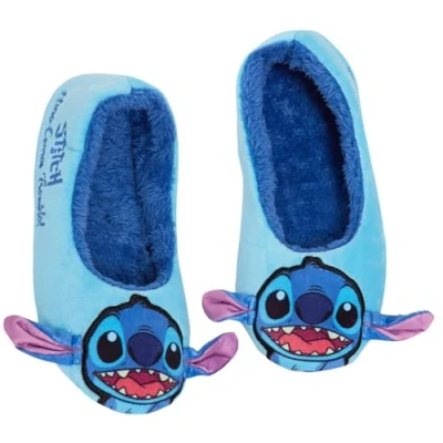 Bild av Disney Lilo &amp; Stitch tofflor för kvinnor flickor tonåringar dra på balettpump toffelstrumpor, BLÅ, 41 EU