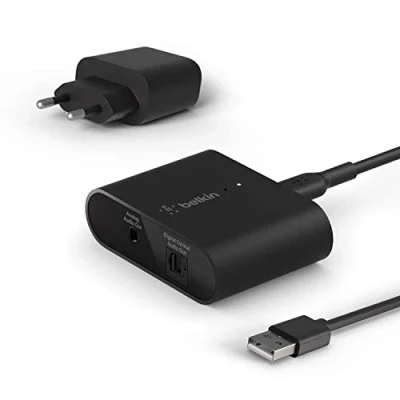 Bild av Belkin SoundForm Connect AirPlay 2 (Ljudadapter och mottagare för trådlös strömning med optiska eller 3,5 mm ljudingångar iPhone, iPad, Mac Mini, MacBook Pro andra enheter AirPlay)