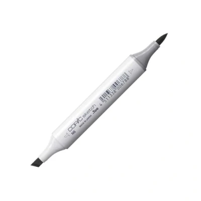 Bild av COPIC sketch märkpenna typ N 6, neutral grå nr. professionell penselmarkör, med en superpenselspets och medelbrun spets