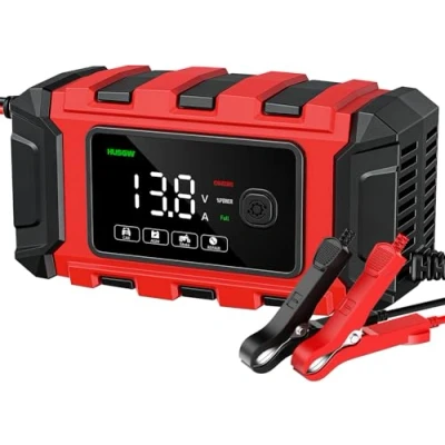 Bild av Husgw batteriladdare, helautomatisk smart billaddare, LCD skärm används i motorcykel etc. (nät) (6A)