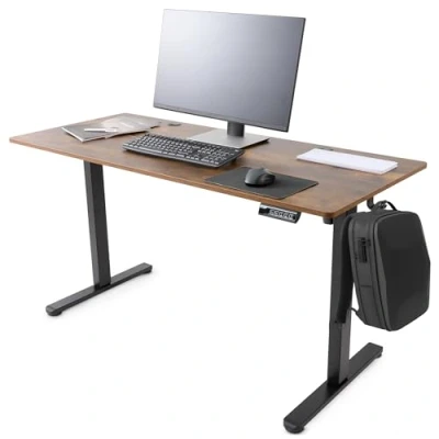 Bild av Arebos Elektriskt Höj och Sänkbart Skrivbord 120x60 cm Höjd 72118 Minnesfunktion Ergonomiskt Stå Sitt Bord för Hemmakontor, Arbete &amp; Studier Brun