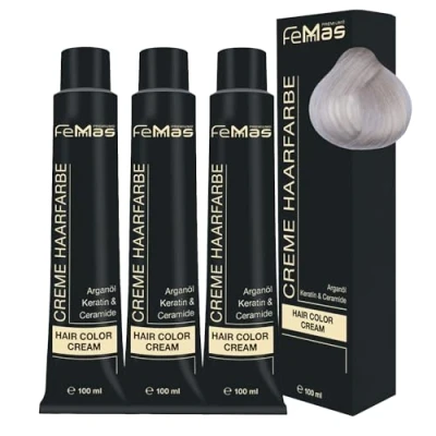 Bild av FemMas hårfärg superljusare 3 x Ultra Aska 901 S I Professionell grädde för blekning med upp till 5 tonnivåer Permanent strålande, hållbara färgresultat 100 ml
