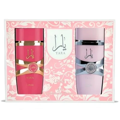 Bild av Lattafa Jubileumsutgåvan Pack Yara &amp; Candy Eau de Parfum (100 ml + 100 ml) Exklusiva dofter för kvinnor, söta, blommiga och sofistikerade