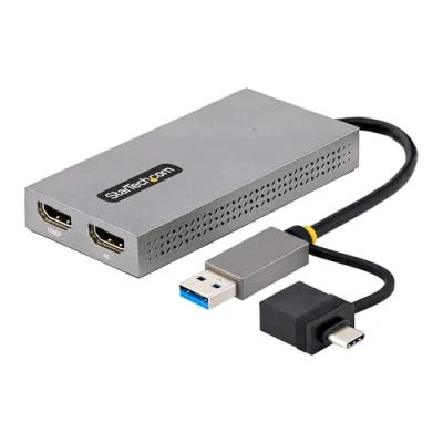 Bild av StarTech.com Dual monitoradapter, USB A/C till 2 x HDMI (1 4 K30 Hz, 1 1080p), externt grafikkort, 11 cm kabel, 3.0 skärmadapter, Windows, Chrome OS och macOS (107B HDMI)