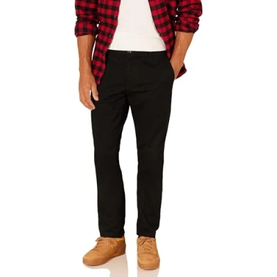 Bild av Amazon Essentials Herr Slim Fit Skrynkelbeständig platt framsida Chino byxa, svart, 33 B x 32 L