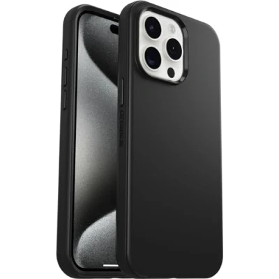 Bild av OtterBox Symmetry skal för iPhone 15 Pro Max, stöttåligt, fallsäkert, skyddande tunt skal, testad till militärstandard x3, Svart