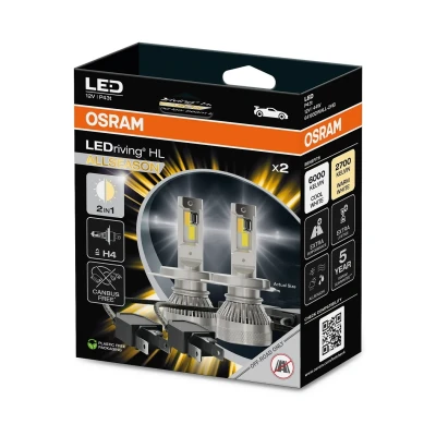 Bild av OSRAM LEDriving HL ALLSEASON ≜H4, LED helljus och halvljuslampa, omkopplingsbar ljusfärg från kall till varmvit, 6000K 2700K, endast för offroad användning ingen ECE, 2 lampor