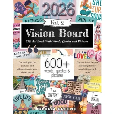 Bild av Vision Board Clip Art Book With Words, Quotes &amp; Pictures Vol 2: Manifest Your Perfect Life 600+ Inspirational Images, Powerful and Affirmations For Women