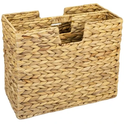 Bild av HMF tidningsställ, tidningskorg flätad av vattenhyacint 2 fack 40 x 20 33 cm, natur