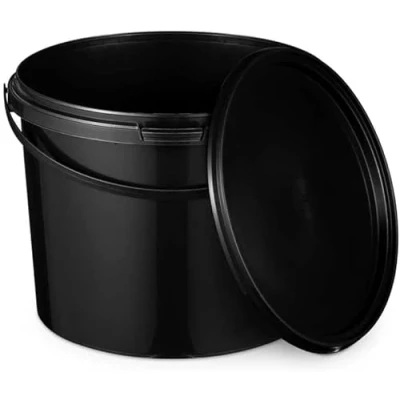 Bild av BenBow Hink med lock 3l svart 1x 3 liter livsmedelssäker, stabil, lufttät, läckagesäker, luktfri förvaringsbehållare i plast handtag tom