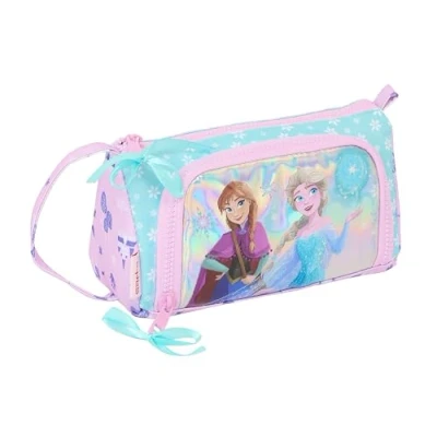 Bild av Safta Frozen Cool Days Pennfodral med full hopfällbar ficka, barnfodral, lämplig för skolbarn, bekväm och mångsidig, 20 x 8,5 11 cm, Lila/ljusblå, Estándar, tillfällig