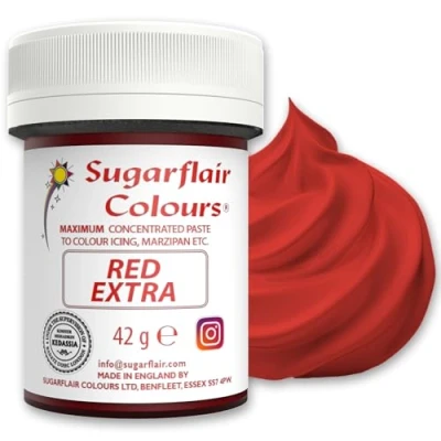 Bild av Sugarflair livsmedelsfärg max koncentrerad röd extra, livsmedelsfärgämne hög för marsipan och fondant, koncentrat pasta färg 42 g