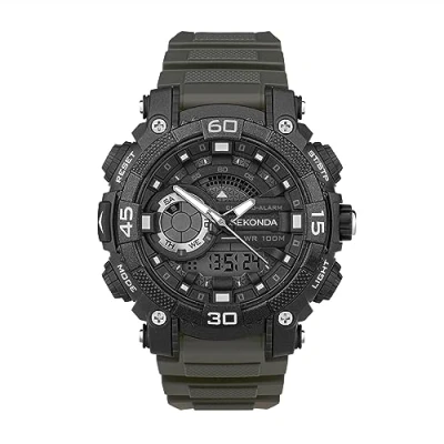 Bild av Sekonda Malvern 49 mm Ani Digi Quartz lätt sportklocka med bakgrundsbelysning dag datumfunktion larm stoppur 100 m vattentålig, Mörkgrått, armband