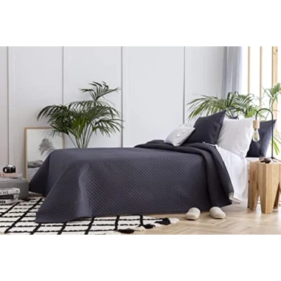 Bild av Todocama Tunt bouto överkast med rombdesign för vår, sommar, höst och vinter 100% extra mjuk mikrofiber sängöverkast multifunktionellt säng 105200 x 260 cm mörkgrå