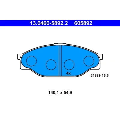 Bild av ATE 13.0460 5892.2 Jeu de plaquettes frein non préparé pour indicateur d&#039;usure, contact signal d&#039;usure exclu TOYOTA: HILUX 6 Pick up