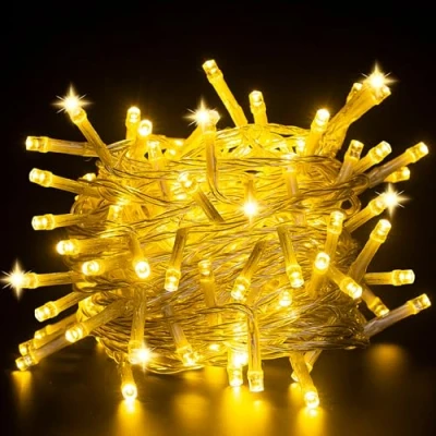 Bild av CNMTCCO Ljusslinga, 5 m, 50 lysdioder, ljuskedja, batteri utomhus med 6 timmar timer, liten ljuskedja för jul, bröllop, sovrum, fest, träddekoration (varmvit)