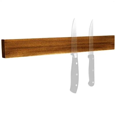 Bild av COM FOUR® knivmagnetlist av akacieträ för väggmontering magnetknivband knivhållare köket magnetstång knivar 40 cm (Akaciaträ)