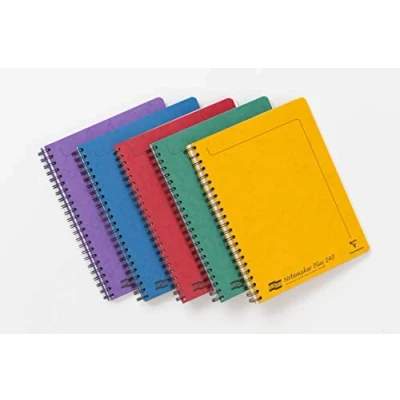 Bild av Clairefontaine Ref 482/1124Z Europa side Wirebound notemaker (240 sidor) A4+ i storlek, fodrade linjer, premium pressboardskydd blandade färger (paket med 5)