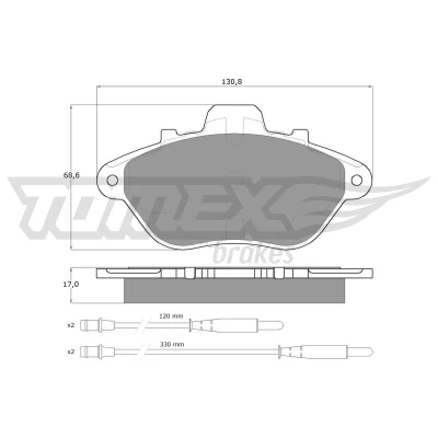 Bild av TOMEX brakes TX 13 45 Jeu de plaquettes frein Essieu avant contact signal d&#039;usure inclus avec accessoires PEUGEOT: 605 Berline
