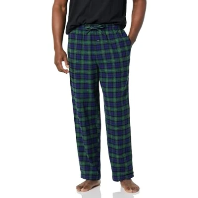 Bild av Amazon Essentials Men&#039;s Pyjamasbyxa i flanell (finns Big &amp; Tall), Grön Kungsblå Skotskrutig, XS