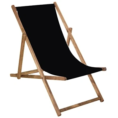 Bild av SPRINGOS Solstol, trädgårdsstol, fällstol av trä, impregnerad, vikbar, avslappningsstol, campingstol, strandstol, bokträ