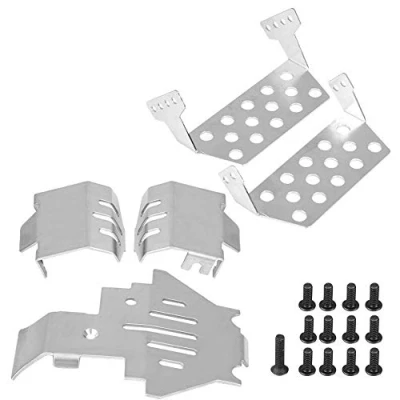 Bild av RC Chassis Armor Kit, rostfritt stål Chassi Armour Protection Stänkskärm för TRX 4 82.056 uppgradering Del (Silver)
