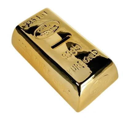 Bild av Out of the Blue Spargris Old Bar Design, Keramik, Guld, 17,5 x 9,3 5,7 cm